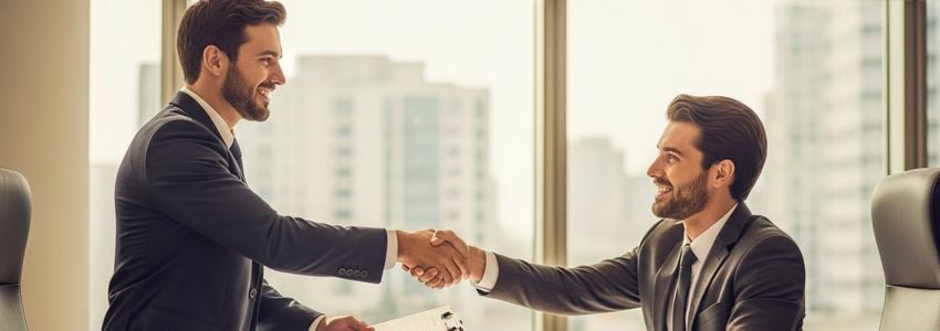 Business professional submitting purchase order financing application documents to a lender