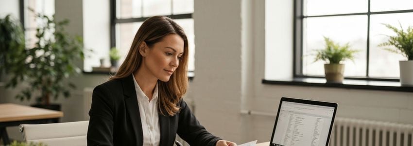 Public relations agency professionals reviewing client strategy and business financing documents in a modern office setting