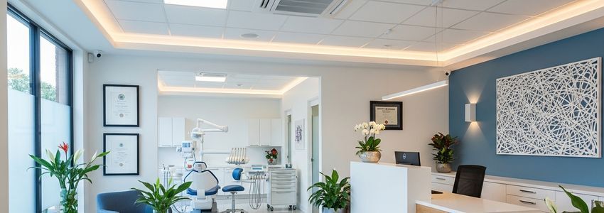 Modern dental practice interior showing the type of environment that medical and dental practice financing can help establish or upgrade