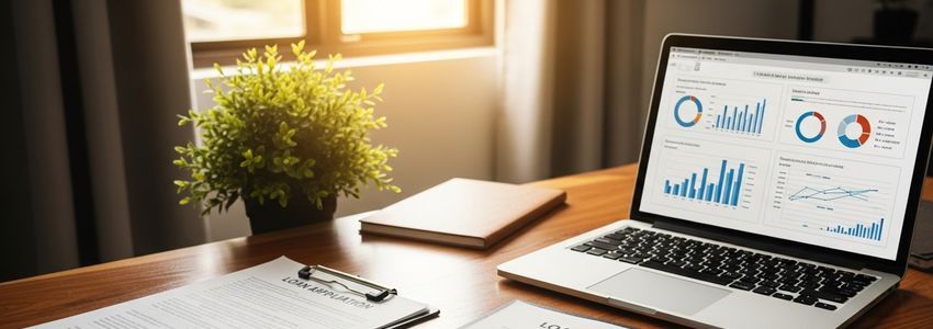 Business loan pre-approval documents and financial planning on a professional office desk