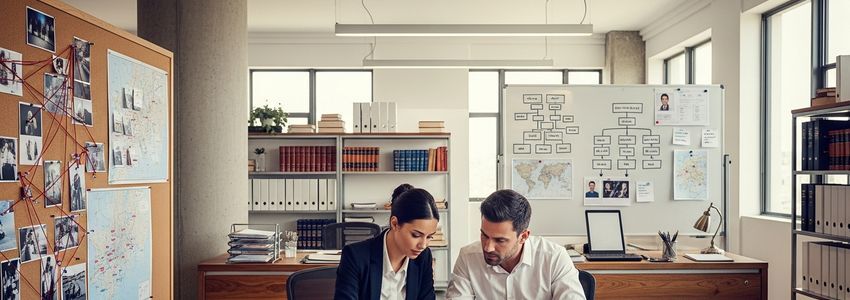 Private investigators reviewing case financing options at a modern office