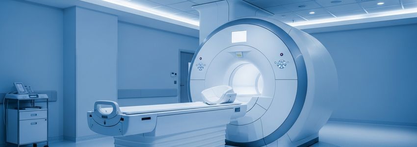 Radiology practice administrator reviewing financing documents