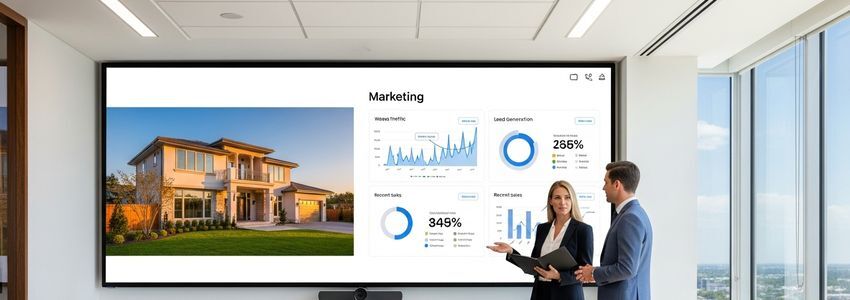 Real estate broker presenting marketing financing strategies to a client