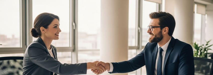 Business owner reviewing rebranding financing options with a lending specialist at a modern office