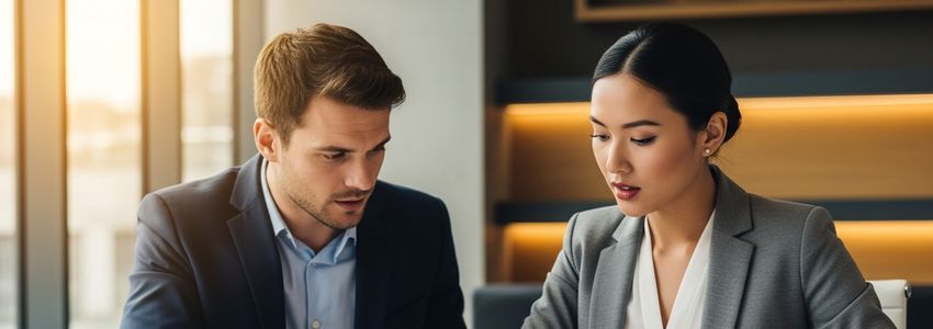 Business professionals reviewing financial strategy to protect business finances during a recession