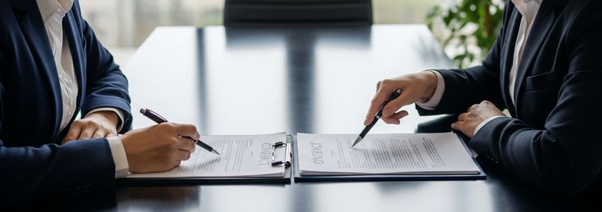 Business owner comparing recourse and non-recourse factoring contract options