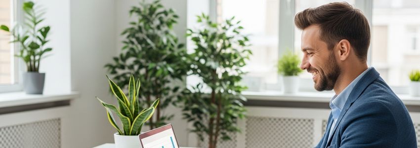 Business owner reviewing refinancing options with financial documents and laptop