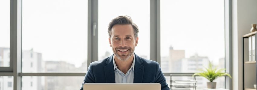 Small business owner reviewing refinancing options on laptop
