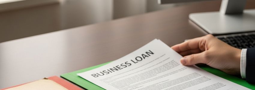 Old and new business loan documents side by side showing refinancing comparison