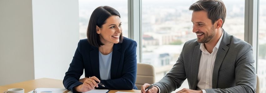 Business owners reviewing refinancing options with a financial advisor
