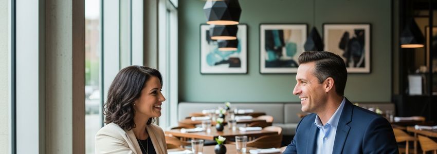 Restaurant owner reviewing kitchen equipment financing options with a financial advisor in a modern commercial kitchen setting