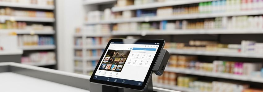 Modern retail POS system and technology setup in a professional store environment