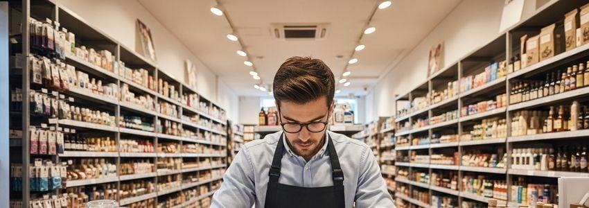 Retail store owner reviewing working capital loan options for inventory financing