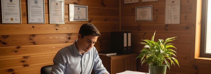 Minnesota small business owner reviewing financing documents at a professional office desk