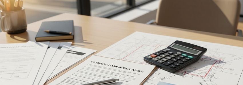 Business loan application documents for a roll-off container service company