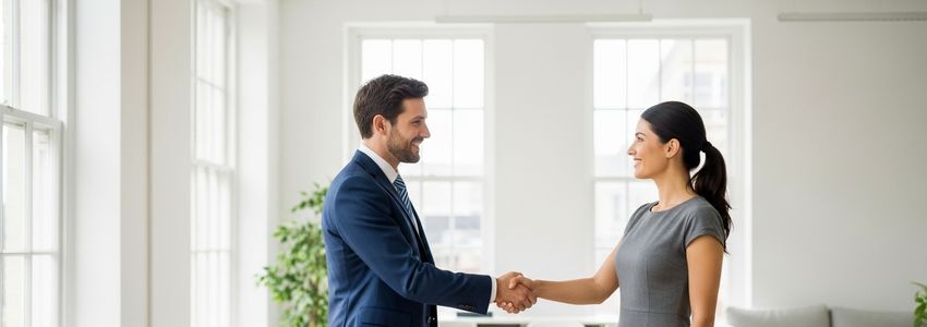 Business professionals reviewing revolving line of credit terms in a modern office setting