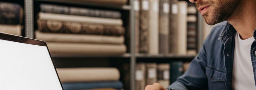 Rug cleaning business owner reviewing financing options at their facility