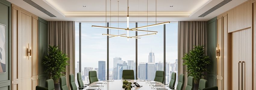 Modern business office environment representing successful business operations and team collaboration