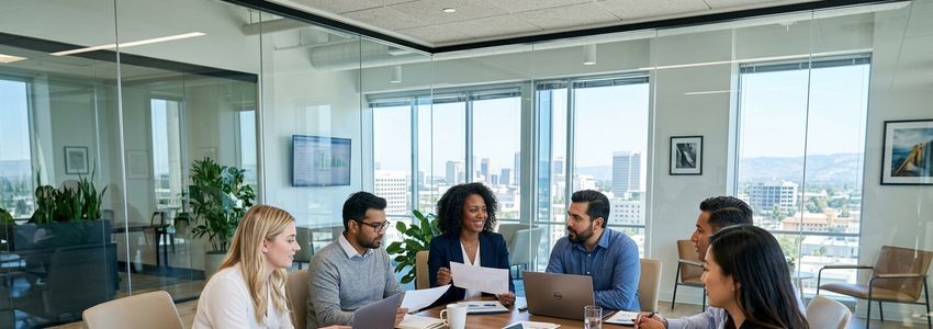 Small business owner in San Mateo, California meeting with a business advisor to discuss financing options