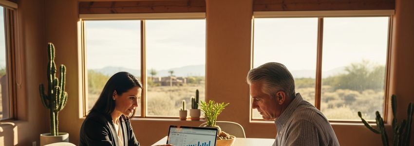 Business professionals reviewing small business loan options in Santa Fe, New Mexico