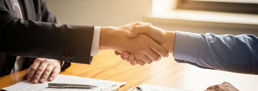 Alabama small business owner and loan advisor reviewing SBA loan documents together