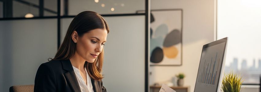 Business owner reviewing SBA loan application documents in a professional office setting