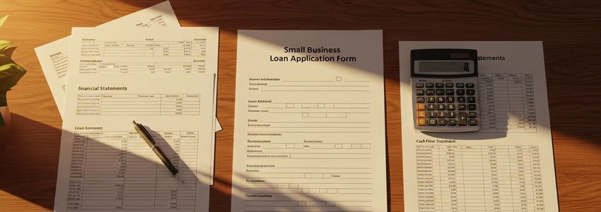 Business loan application and financial documents on a desk for SBA acquisition financing