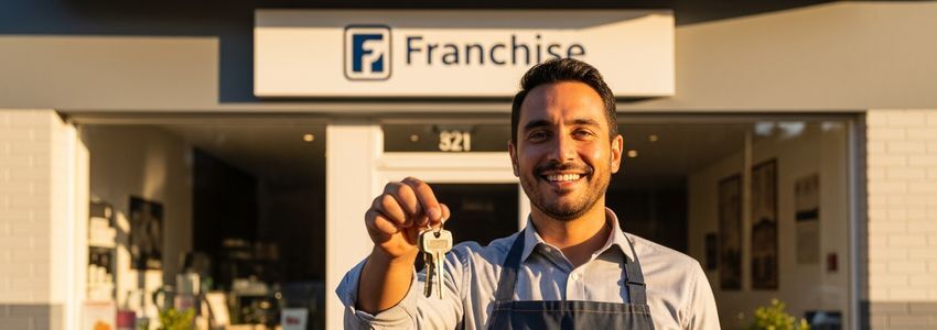 Franchise owner reviewing SBA loan documents with financial advisor