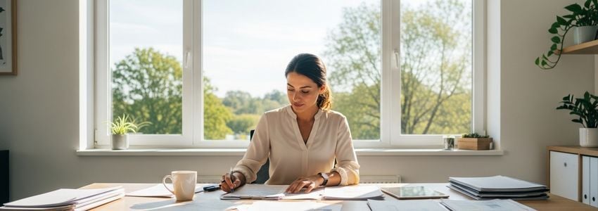 Small business owner in Savannah, Georgia reviewing SBA loan documents