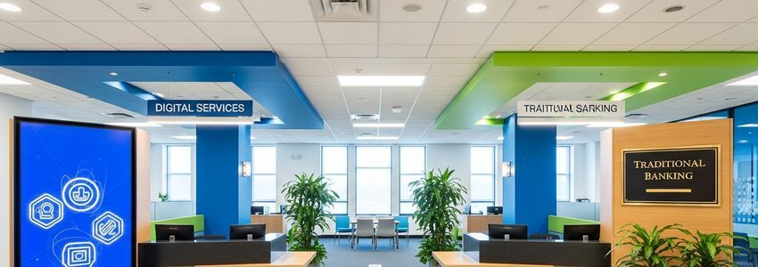 Business professional comparing SBA loan and merchant cash advance financing options at office desk