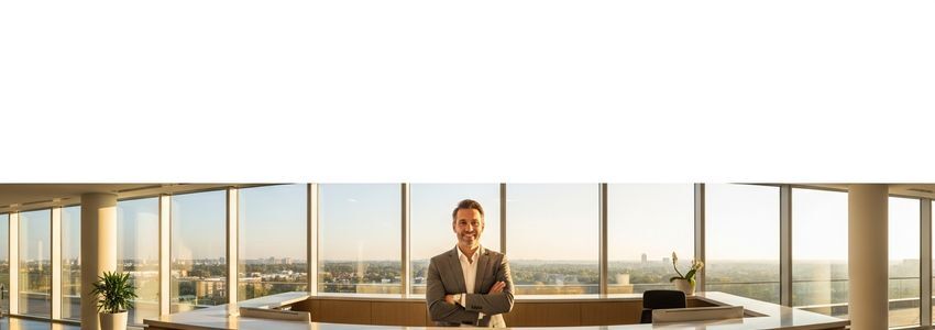 Business owner reviewing loan options at a modern office desk