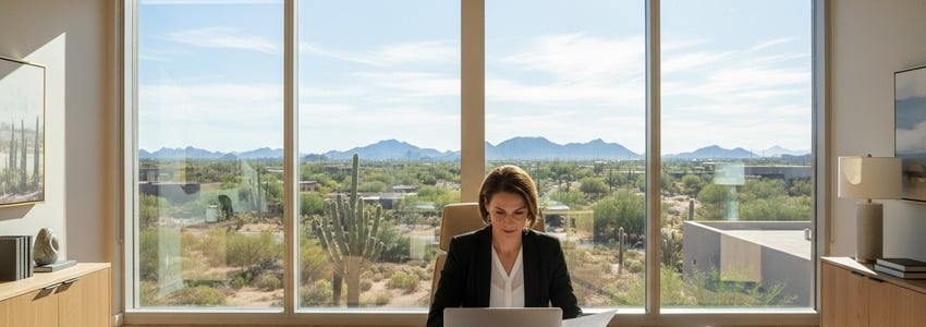 Small business owner reviewing financing options at a Scottsdale Arizona office