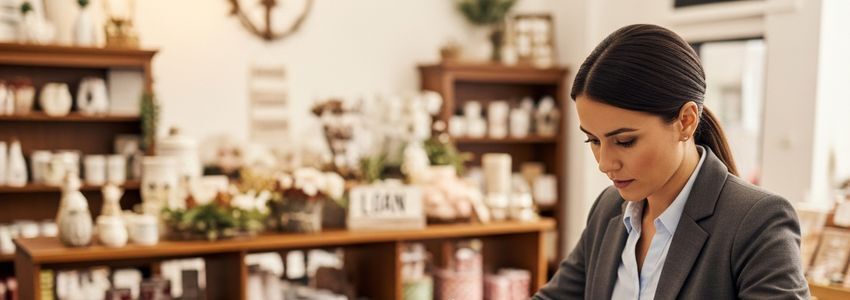 Seasonal business owner reviewing loan documents with lender to understand seasonal financing options