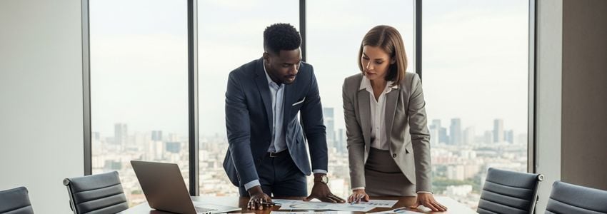 Business owners reviewing seasonal loan financing options at a conference table