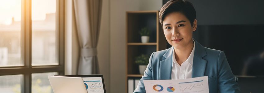 Small business owner reviewing seasonal financing documents and inventory spreadsheets