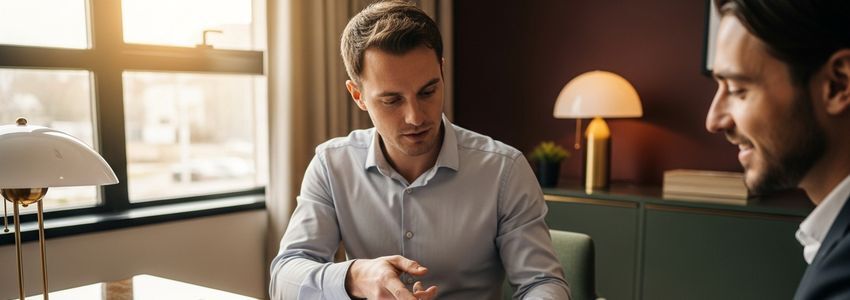 Small business owner reviewing seasonal financing options with a financial advisor