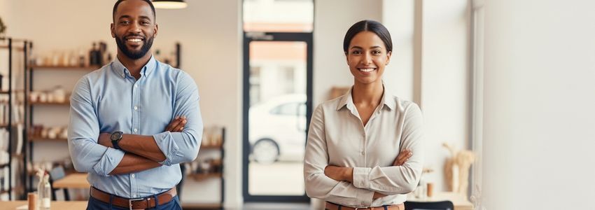 Small business owner confidently managing their business with the right financing in place