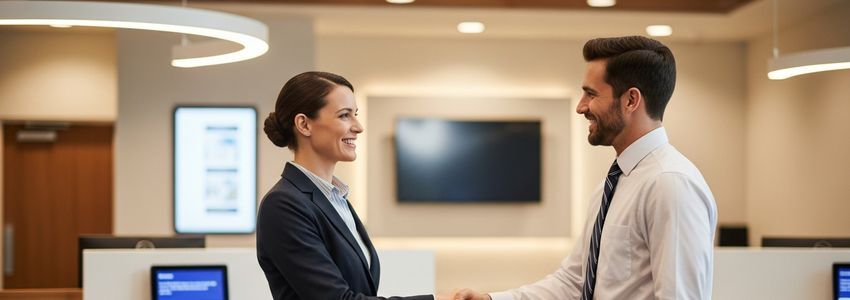 Business professional and bank loan officer shaking hands to complete a business loan agreement