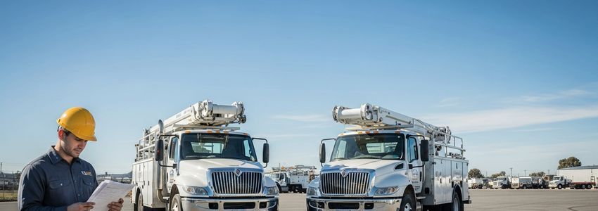 Business owner reviewing service truck fleet financing options with advisor