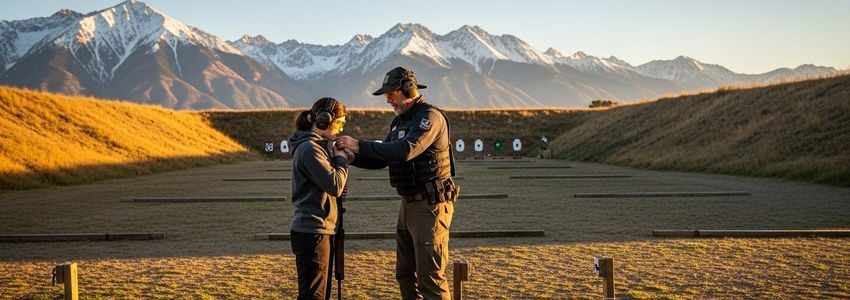 Shooting range owner reviewing business financing options with a lender