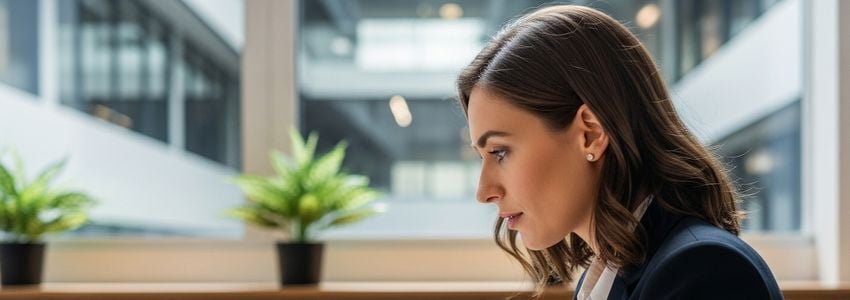 Single parent entrepreneur reviewing business loan options at a professional desk