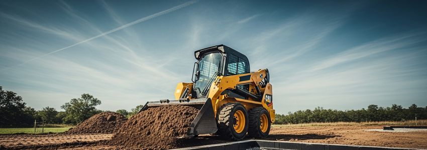 Skid steer loader on a construction site demonstrating the type of equipment available through Crestmont Capital equipment financing