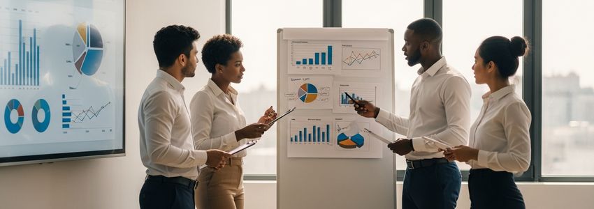 Business professionals reviewing small business failure rate statistics and financial data