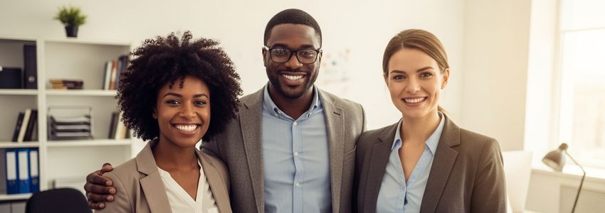 Small business professionals in Augusta, Georgia discussing financing options in a modern office