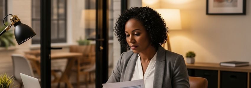 Small business owner reviewing financing options in Birmingham Alabama