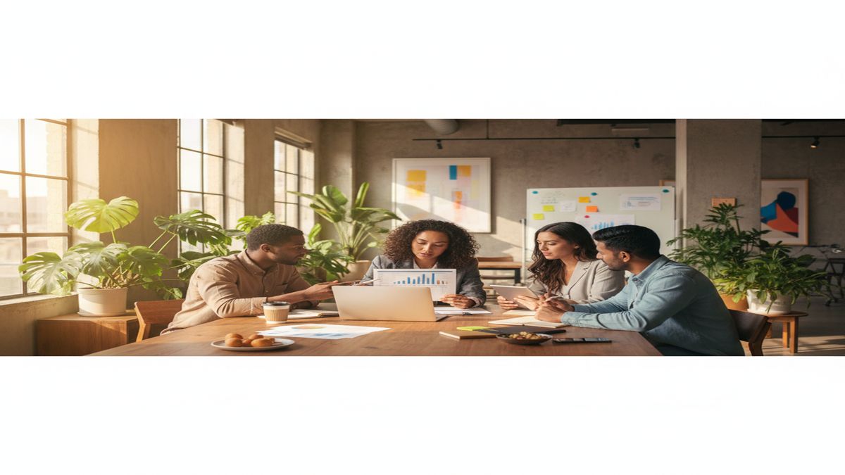 California entrepreneur reviewing business financing documents on a laptop in a modern office