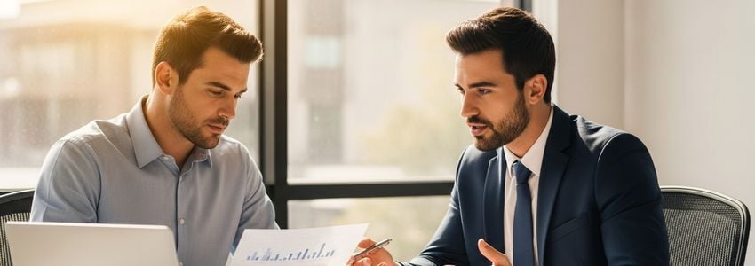 Small business owner reviewing financing options in Durham, North Carolina office