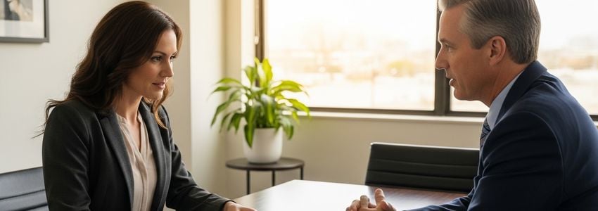 Small business owner reviewing loan documents with a Crestmont Capital advisor in Green Bay, Wisconsin