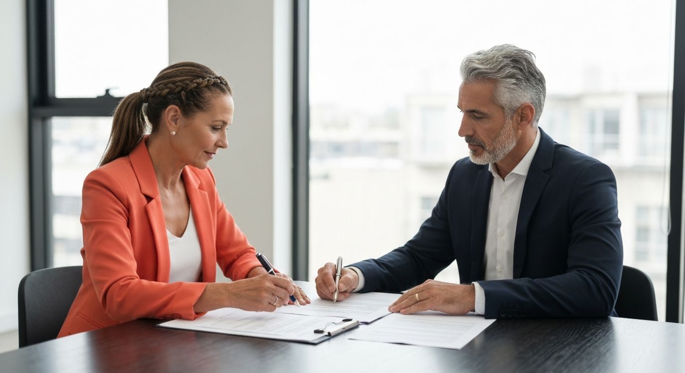 Hawaii small business owner reviewing loan documents with a financial advisor