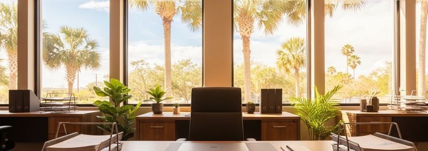 Small business owner reviewing loan options in a Jacksonville Florida office